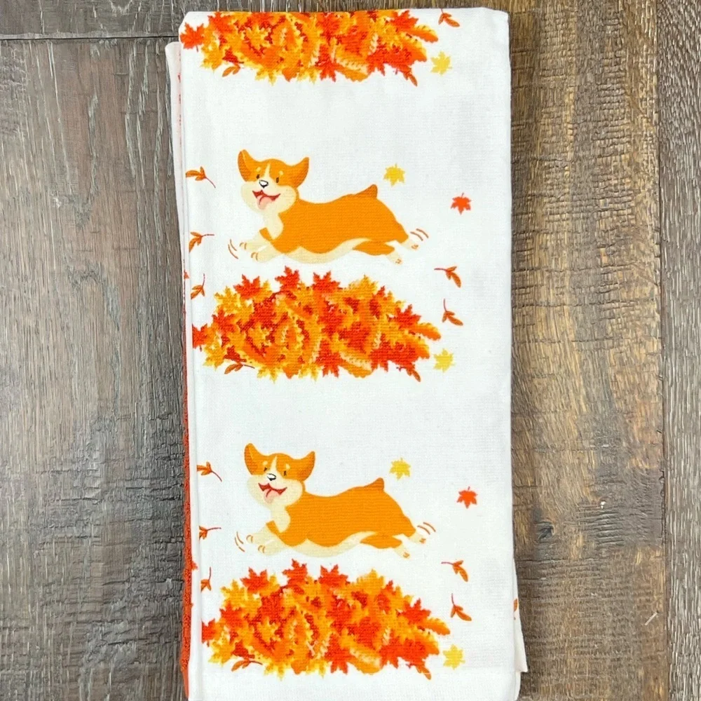 Smize - 4/$98 - ‘Autumn Corgi’ dish towels (3). NWT.